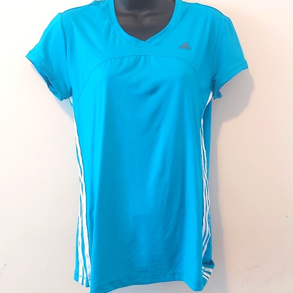 ADIDAS | Women's ClimaCool Top Blue White Size Medium